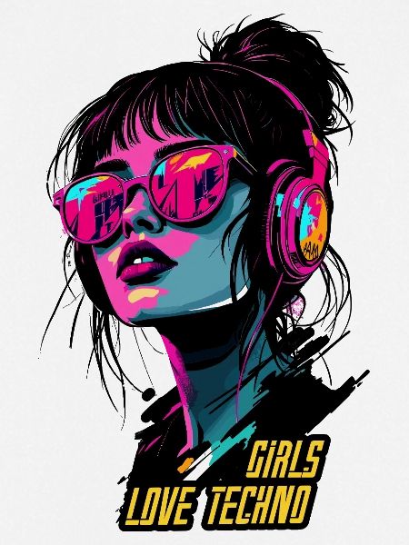 Neon Techno Mädchen Porträt