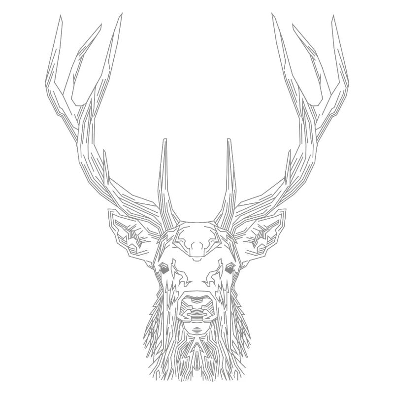 Tech Deer – Geometrischer Hirsch in Grau