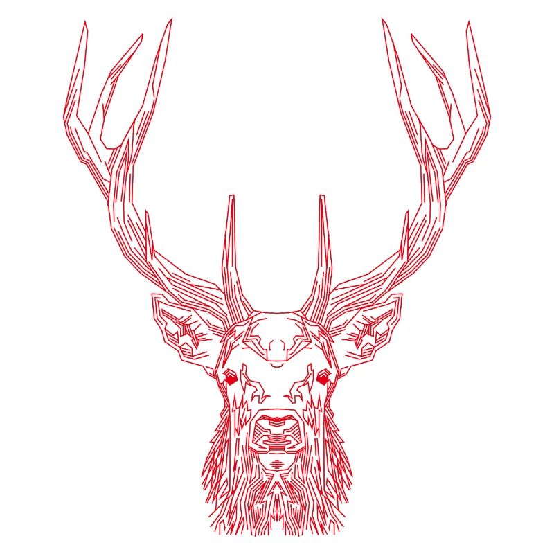 Tech Deer – Geometrischer Hirsch in Rot