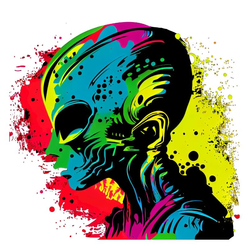 Cool Retro Futuristic Alien - Rainbow