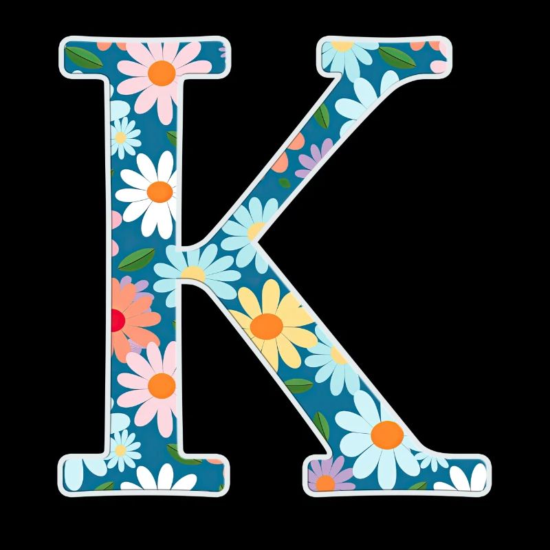 Customizable Monogram K Floral Pattern