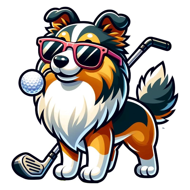 Sheltie Golfer Golf Course Dogs
