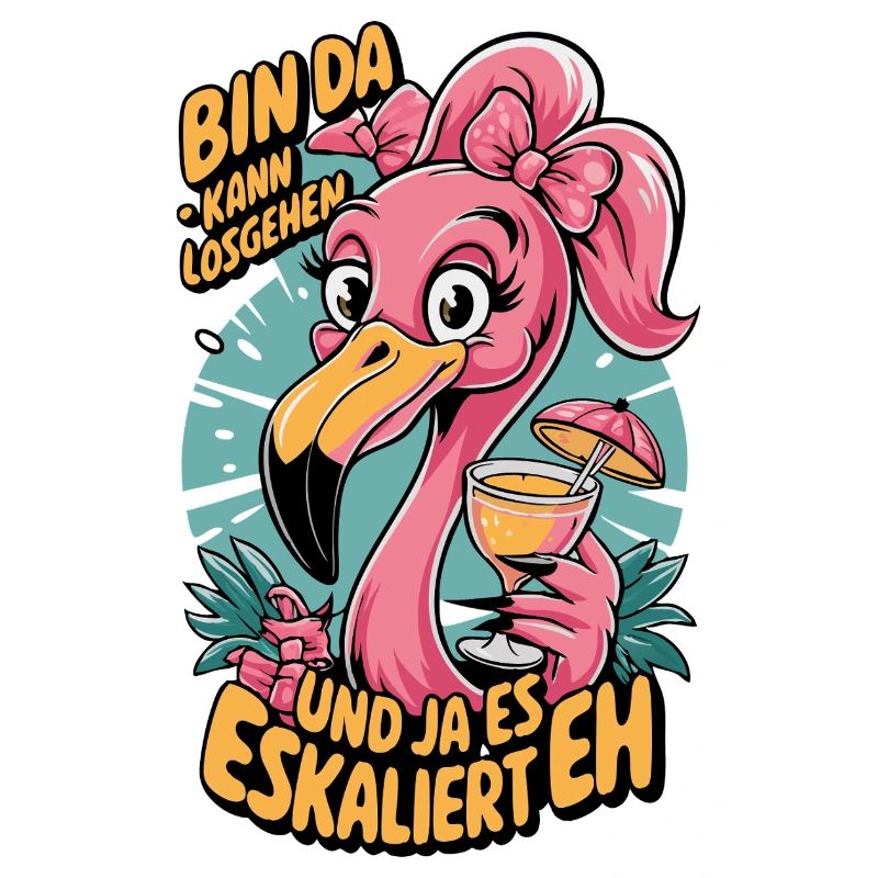 Flamingo Spruch Bin da – eskaliert eh