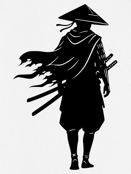 Schatten Krieger Samurai Strohhut