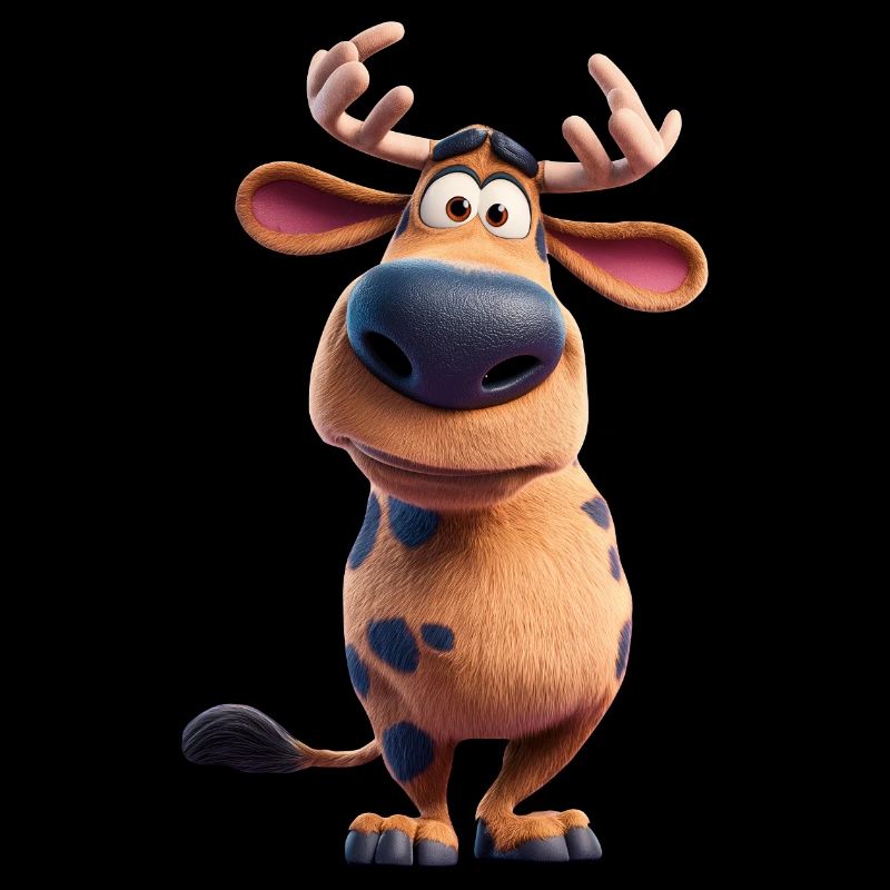 Drolliger Elch: Süßes 3D-Cartoon Tier Design