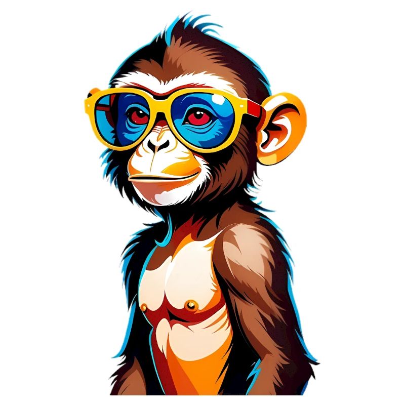Kunterbunter Affe mit Retro-Sonnenbrille