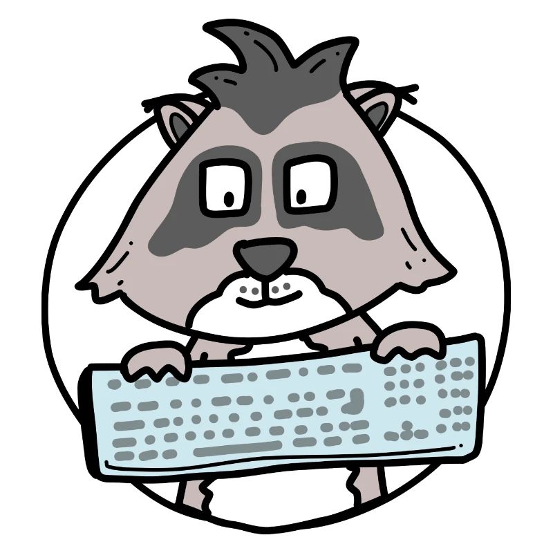Raccoon with keyboard / office / computer nerd