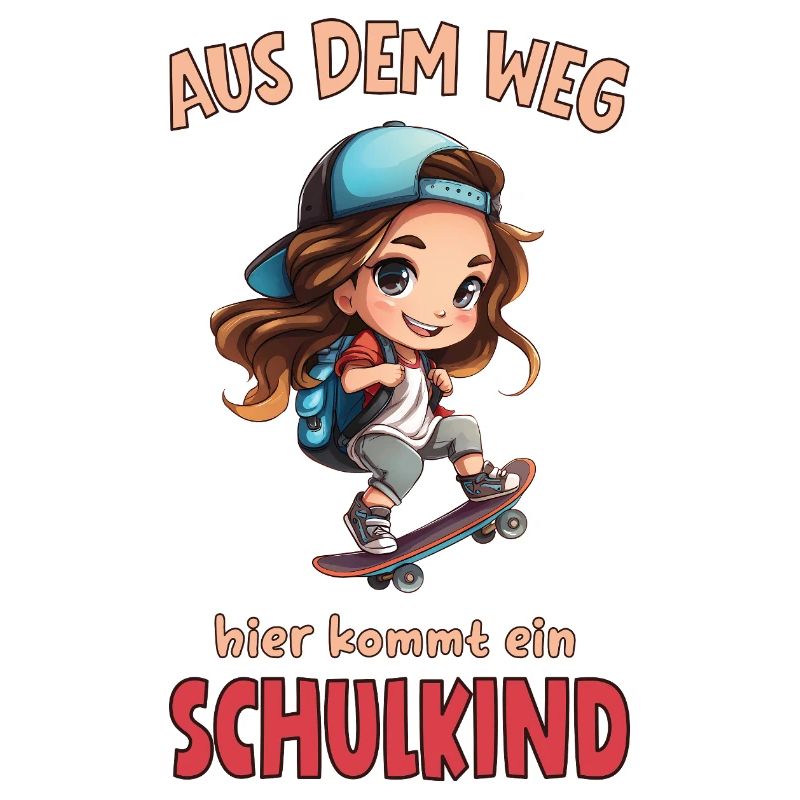 Schulkind Skateboard Cartoon Mädchen