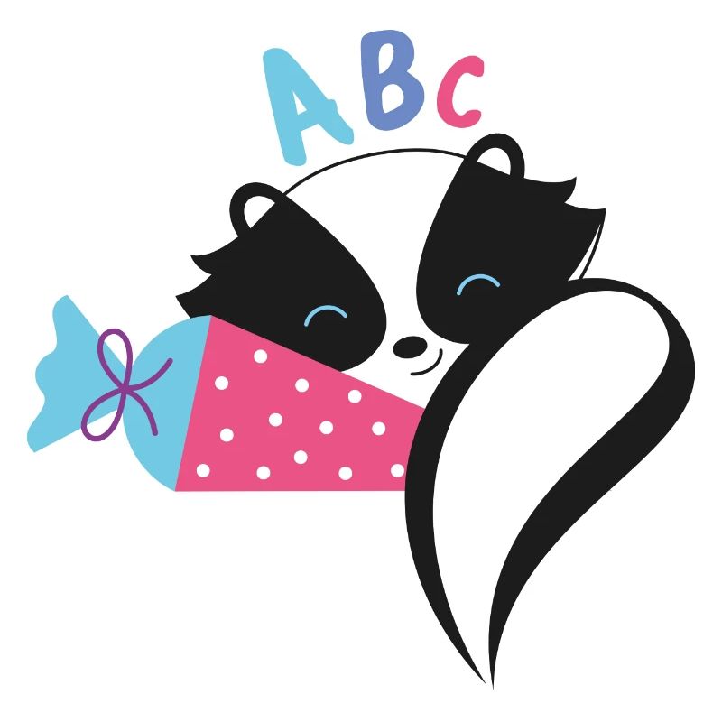 Skunk avec cône d’école inscription à l’école
