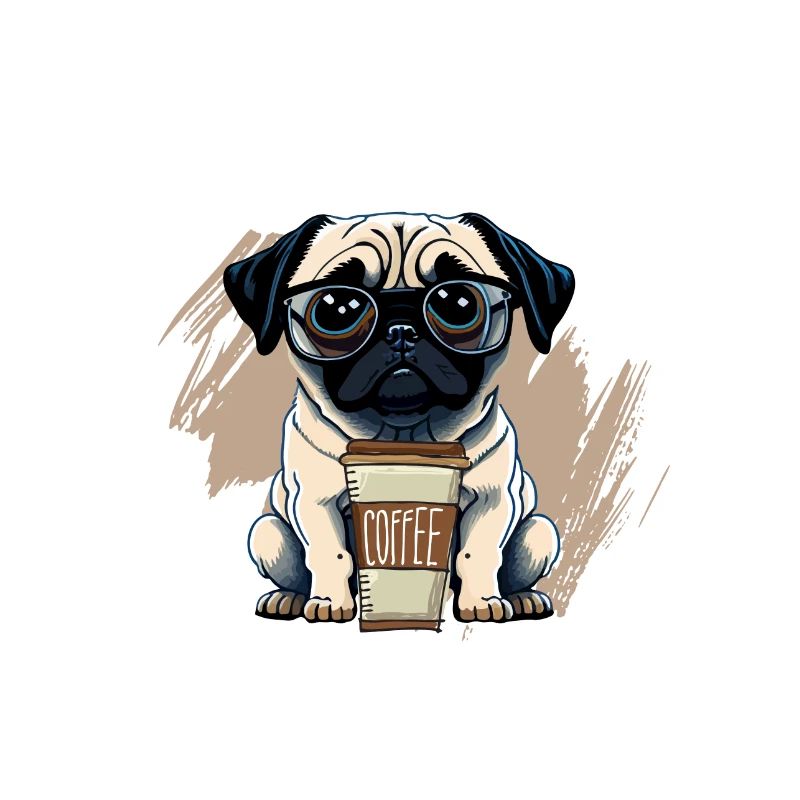 Stilvoller Mops & Kaffee Liebe