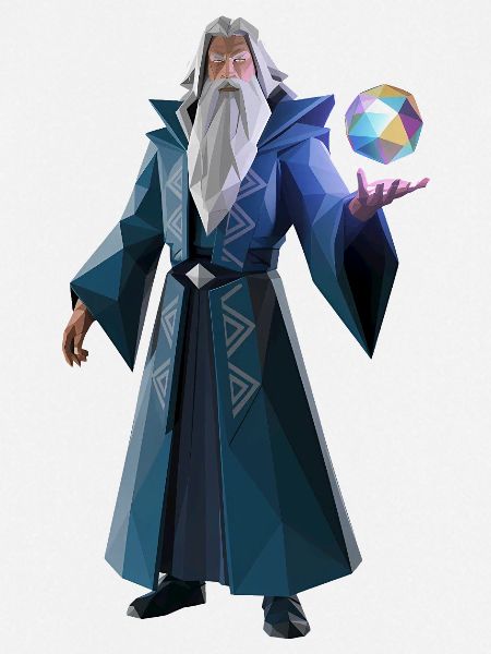 Wise Wizard - Cooles Low-Poly-Logo