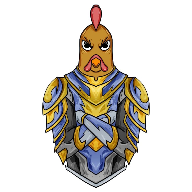 Knight Chicken avec Armor Crusader