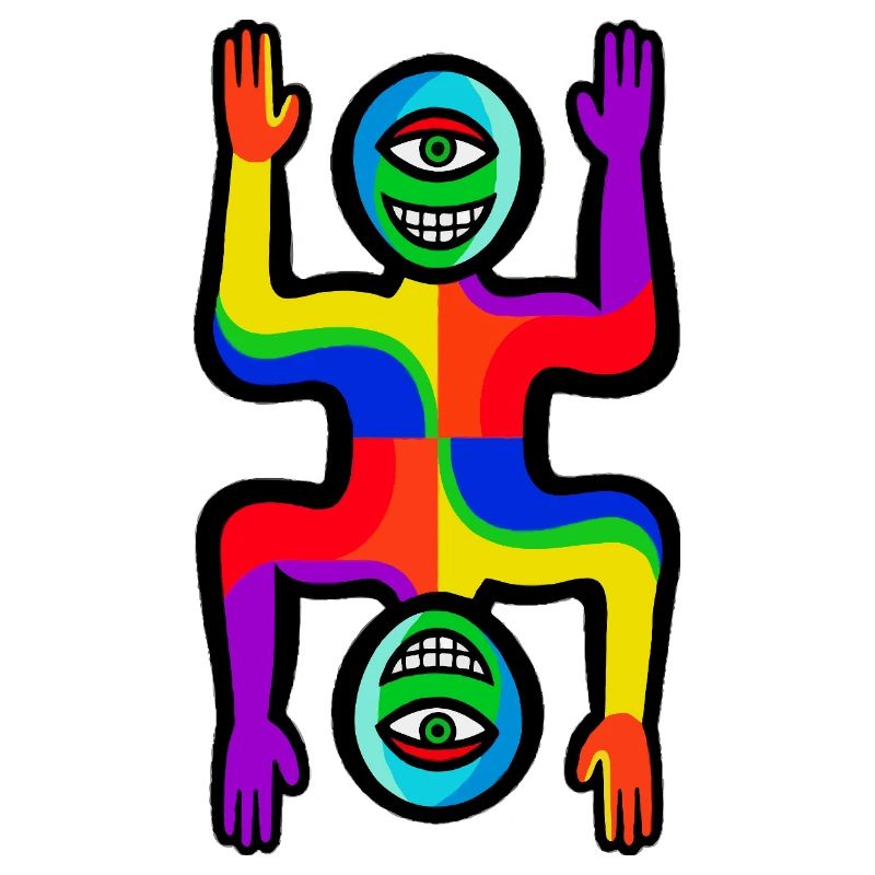 Regenbogen-Zwei-Gesichter-Figur