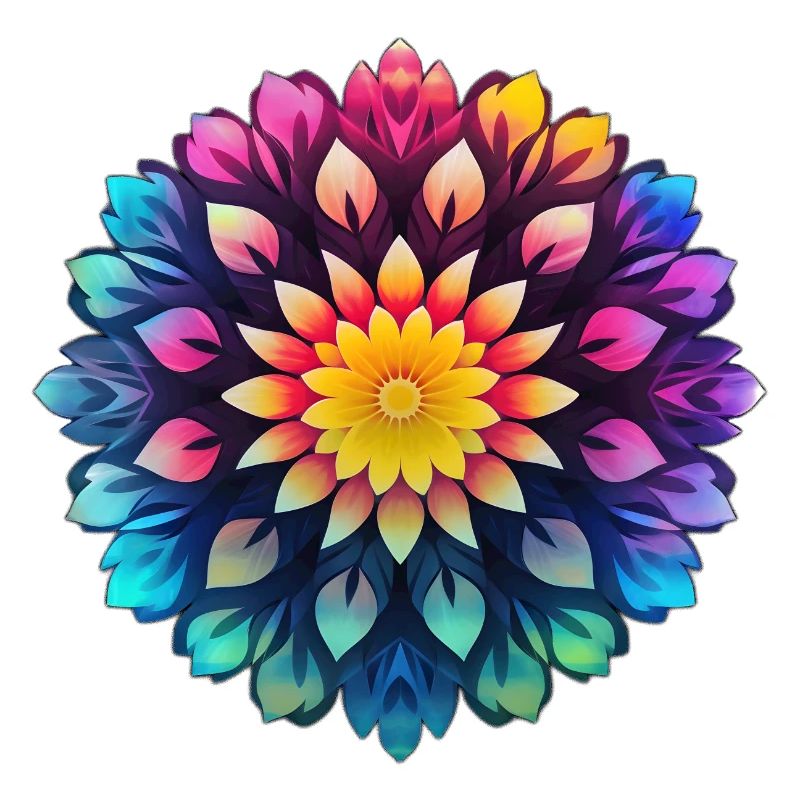 Multicolored Floral Psychedelic Mandala