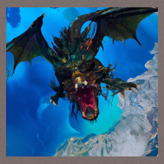 A dragon, looking up at the infinite blue sky.