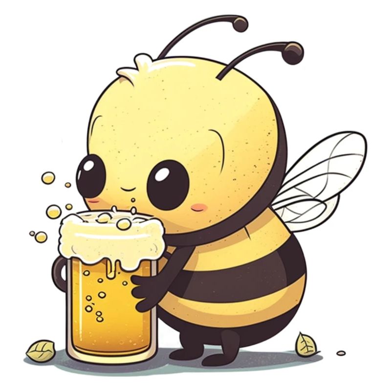 Cute bee with beer.