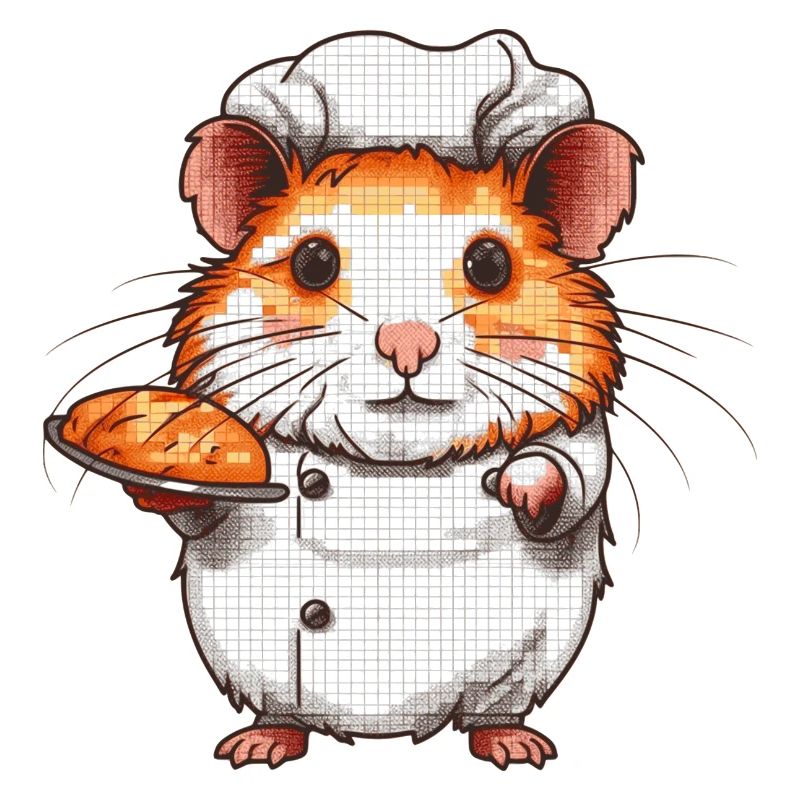 Hamster als Bäcker hat ein Brot gebacken