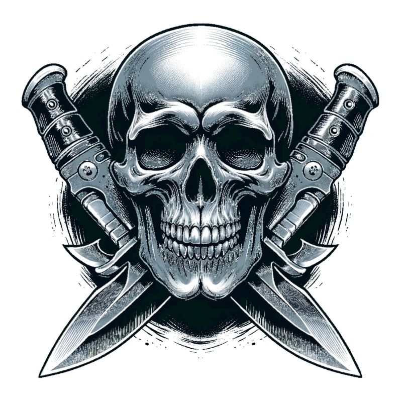 Twin Blades: Skull Between Daggers