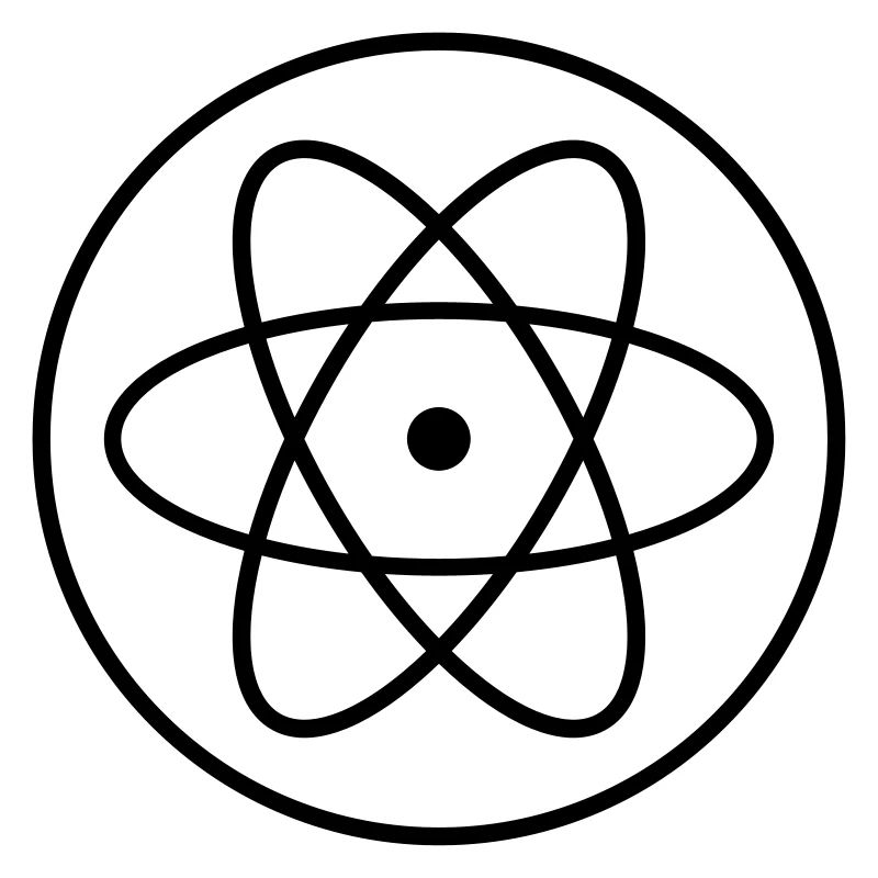 atom symbol researcher science laboratory circle logo