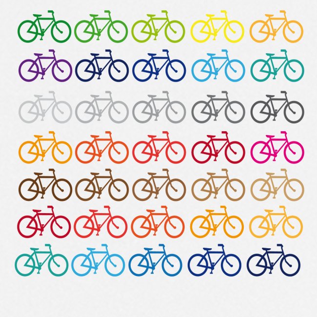 Viele farbige Fahrräder