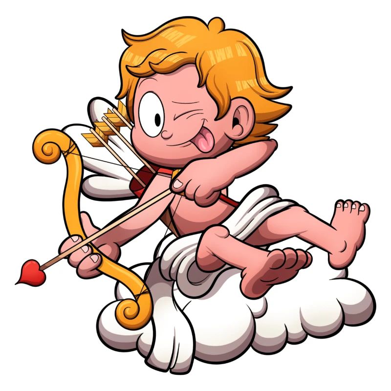 Amor auf Wolke mit Pfeil und Bogen