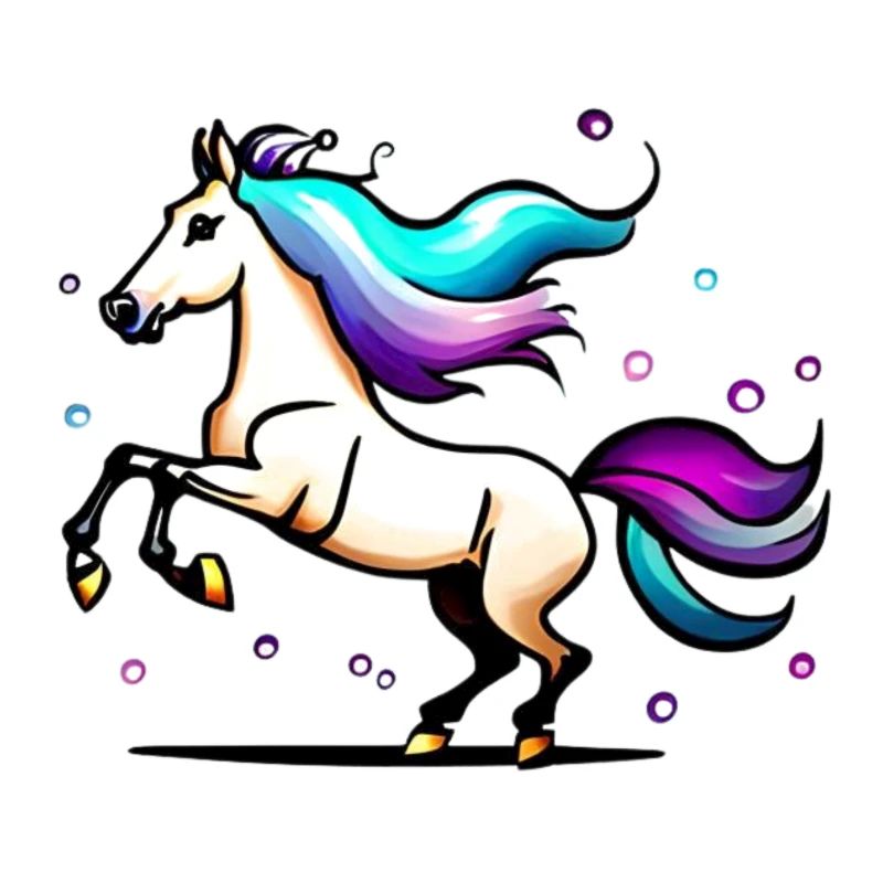 Cheval à queue colorée