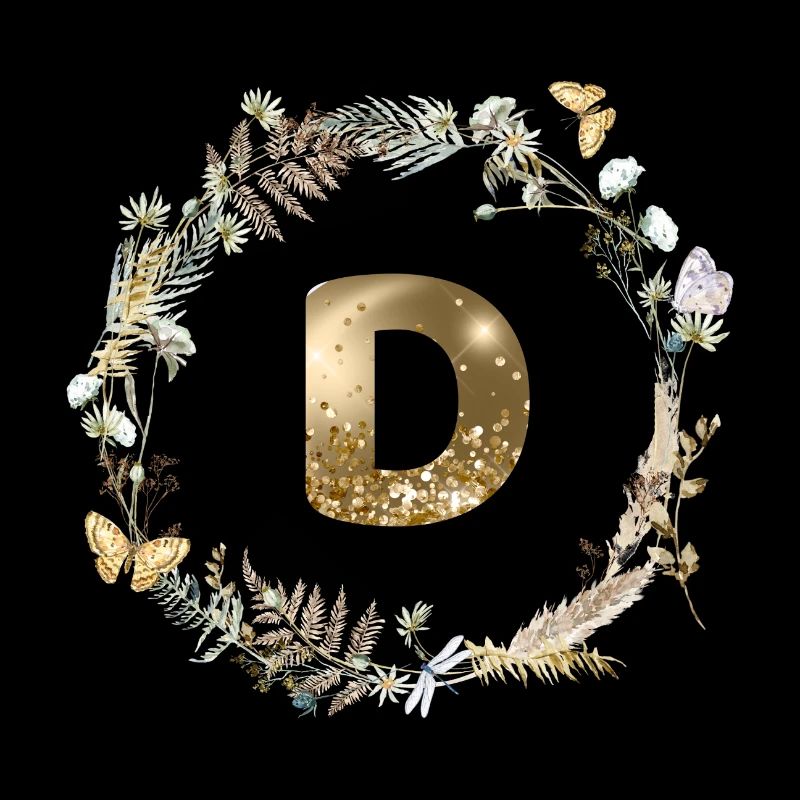 D Monogram Glitter Boho Wreath