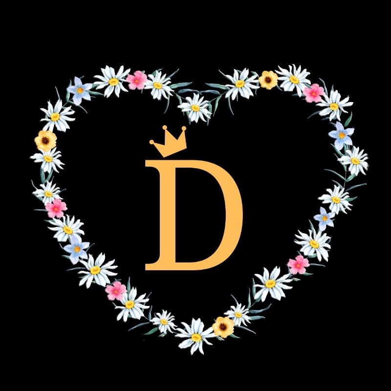 Buchstabe D, Monogramm, Herz, personalisierbar