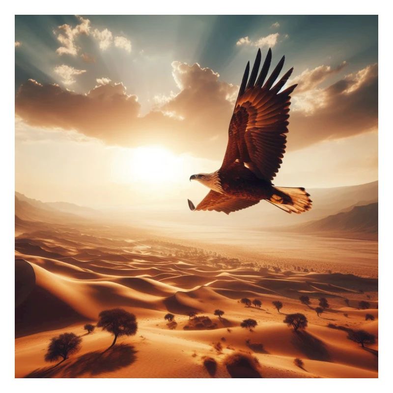 A majestic eagle soaring above the desert A