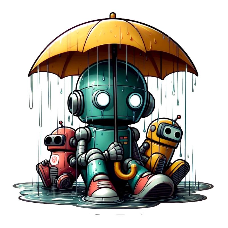 Three Robots Rain Umbrella