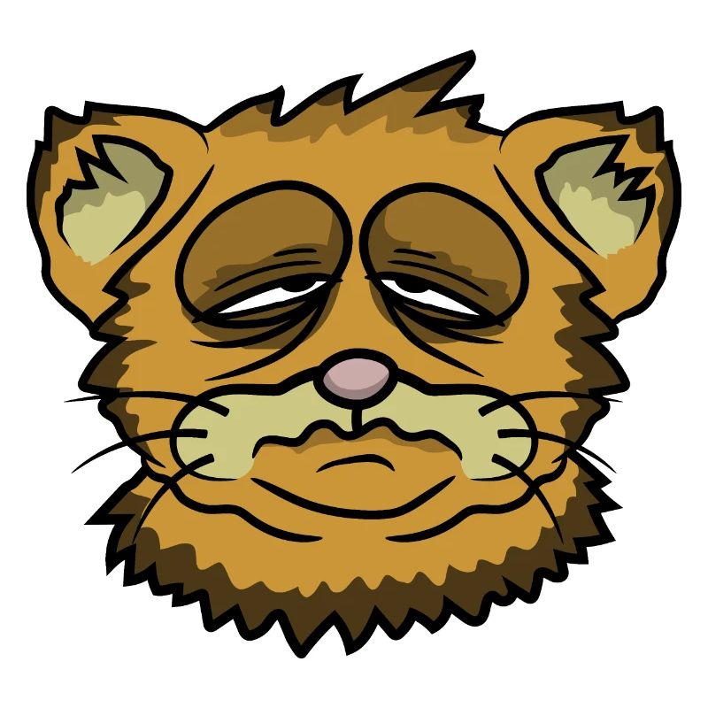Funny Tired Cat Don't Like Mornings Grumpy Morning