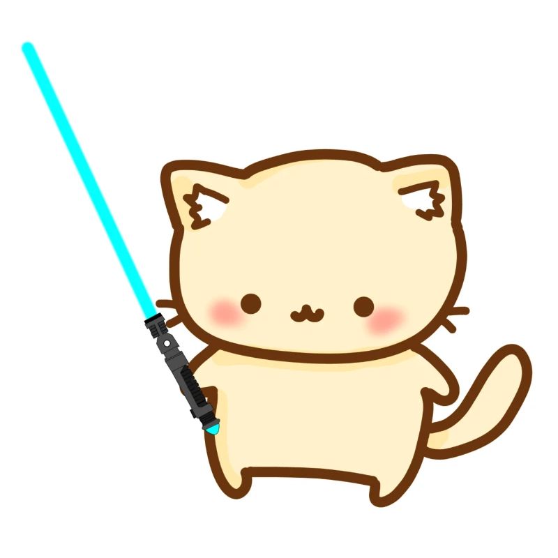 Chat mignon avec sabre laser bleu