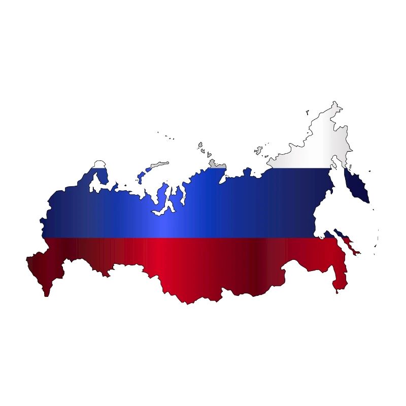 Russian Modern Flag Silhouette Map