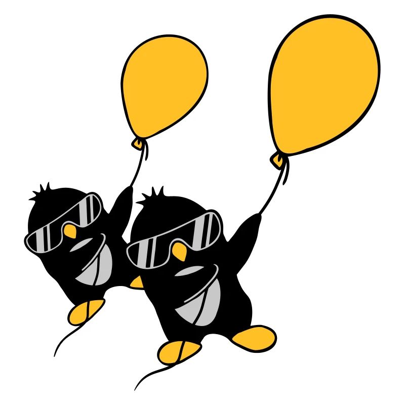 2 balloon penguins flying