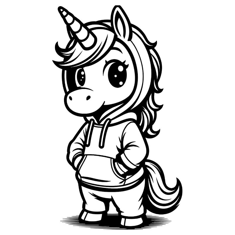 Chibi Licorne en sweat à capuche