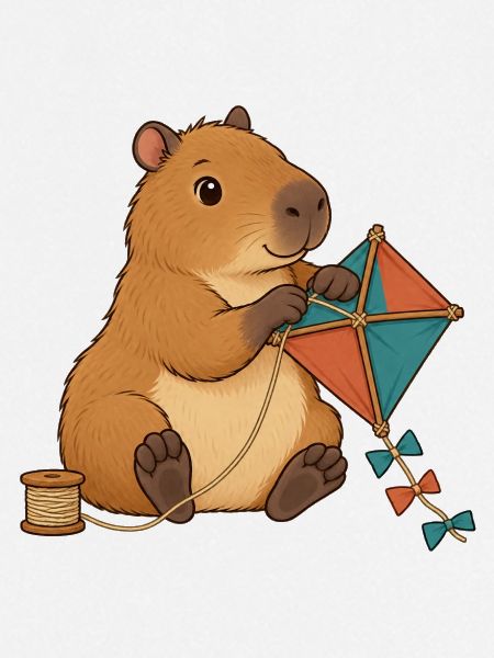 Capybara baut einen Papierdrachen