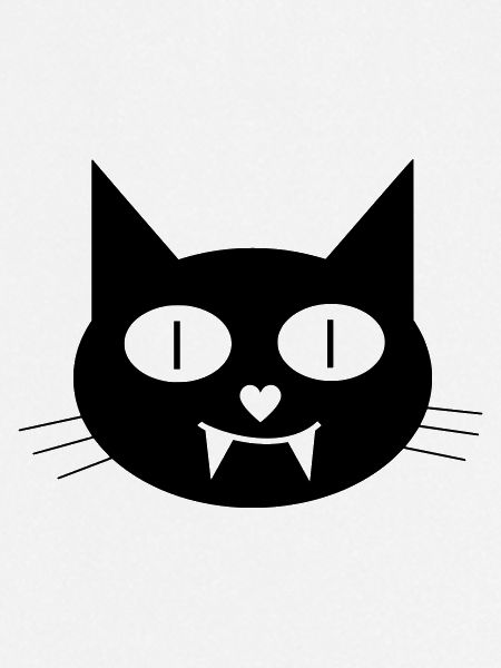 Halloween Vampir-Katze mit Eckzähnen