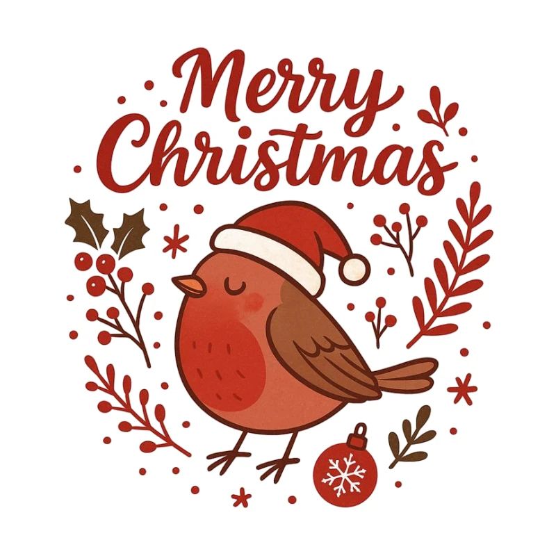 Robin mit Santa Hut – Merry Christmas