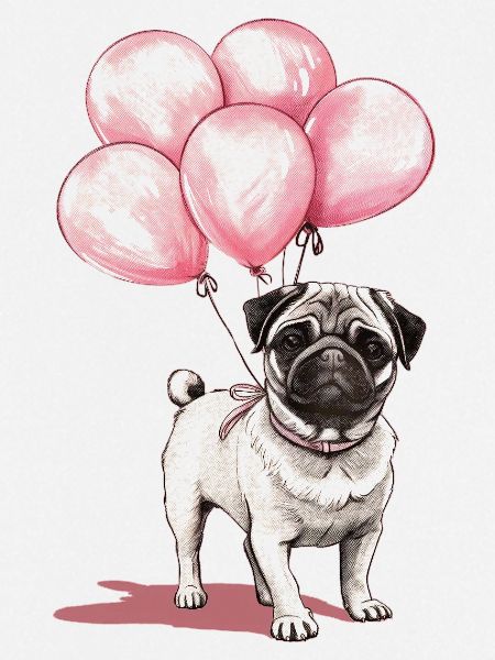 Mops und Luftballons