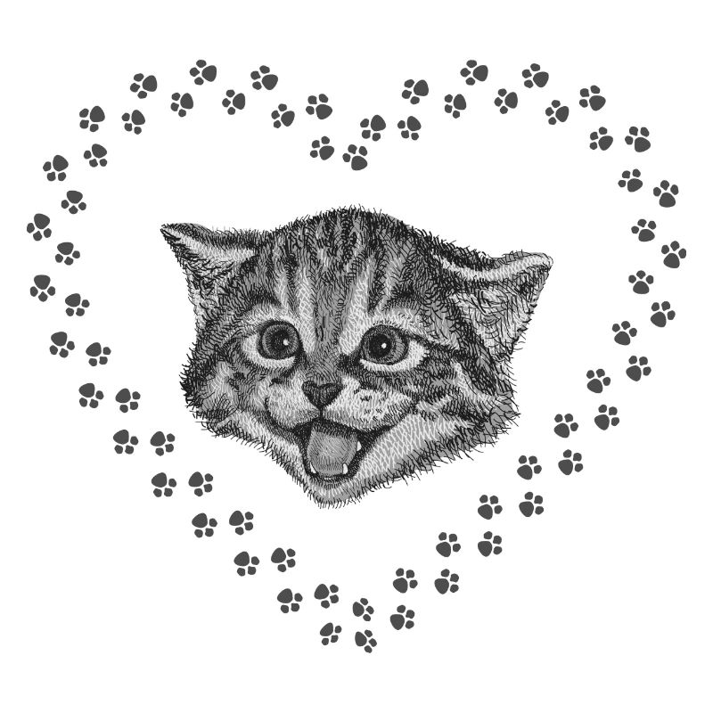 Suesses Katzengesicht mit Herz