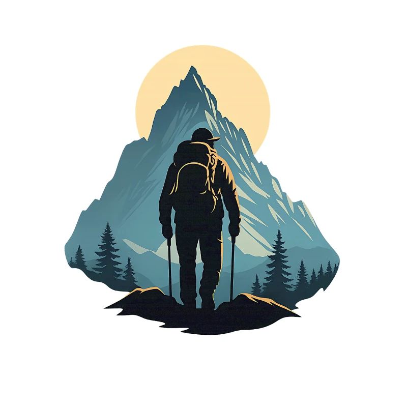 Bergwanderer in der Abenddämmerung
