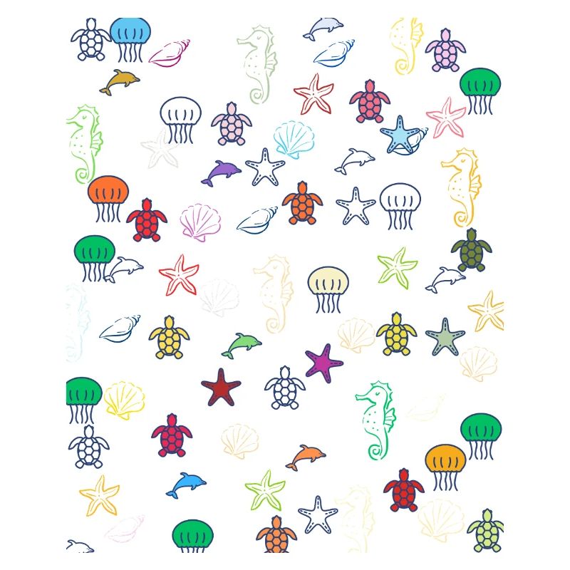 Mer colorée et créatures marines variées