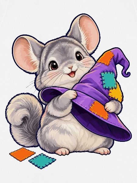 Patchwork-Maus mit bunter Kapuze