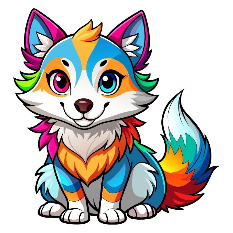 Bébé loup coloré