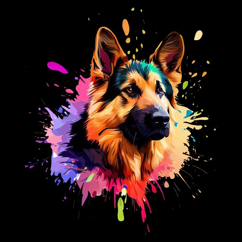 German Shepherd Paint Splash Art
