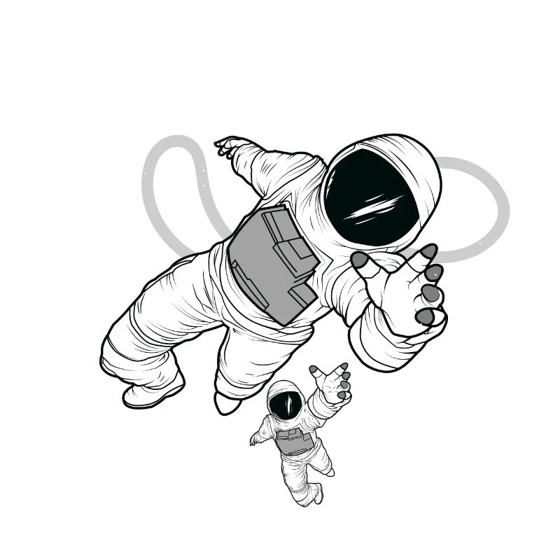 Space Man. Two Rocket Men In Cosmos. Astronaut.