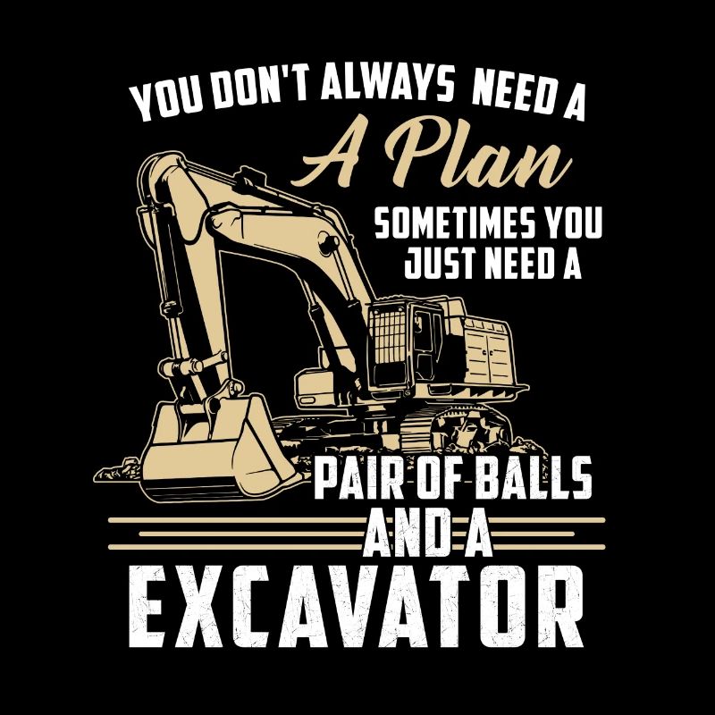 Construction worker · Construction site · Excavator · No plan