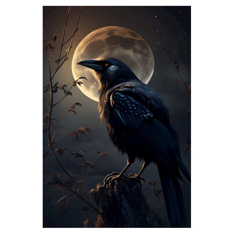 Raven Crow Bird Ravens Crows Night Moon