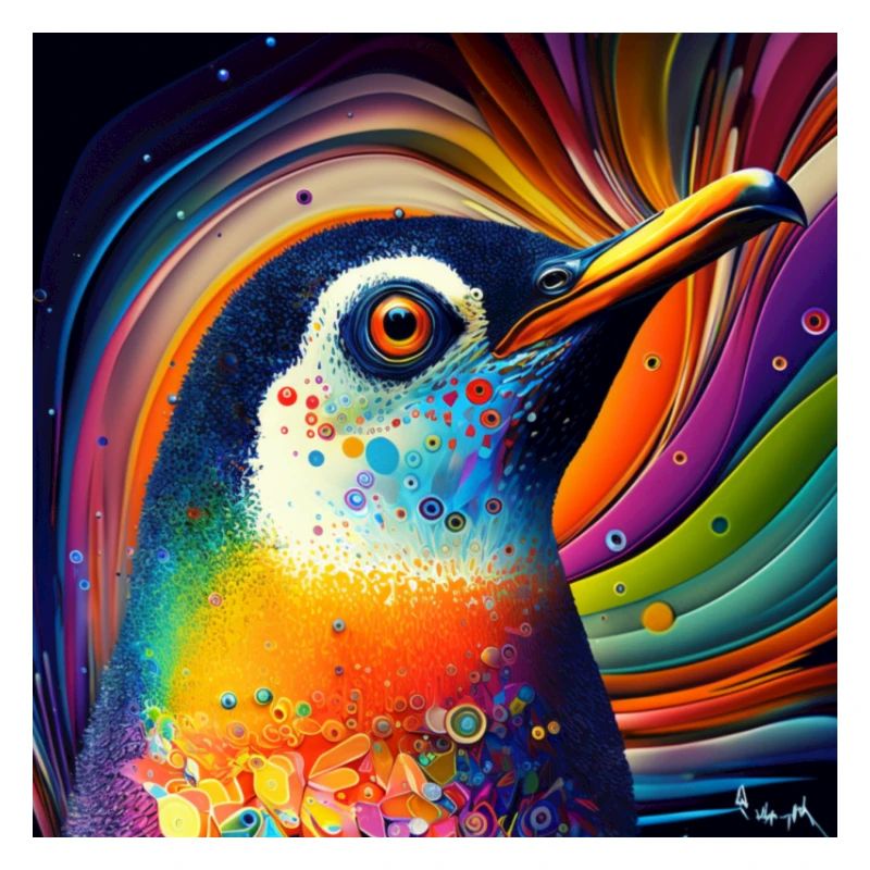 Colored penguin, unique design,