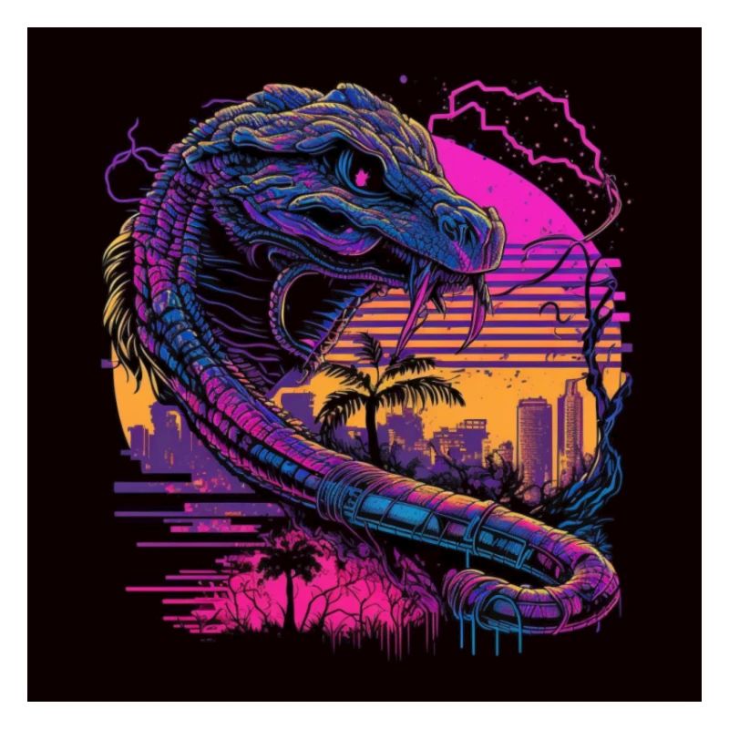 Camel aux couleurs néon, synthwave / 80s